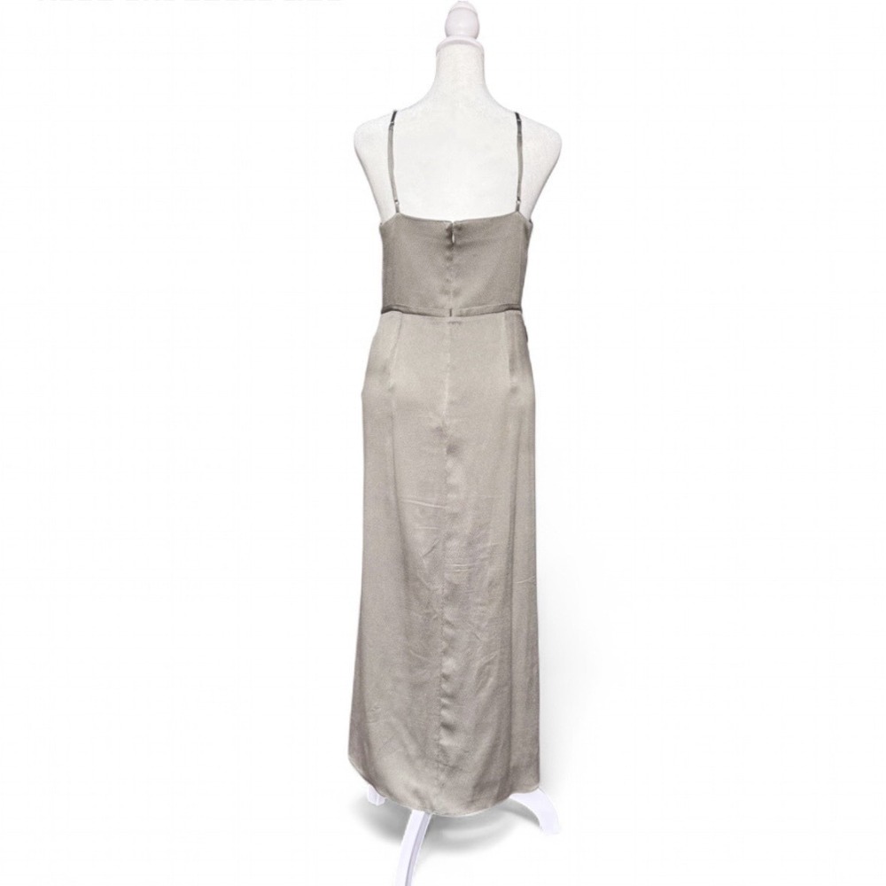 $448 Jonathan Simkhai Eucalyptus Green Silk Midi Dress Sz 6 Designer Chic Luxe - Picture 9 of 16